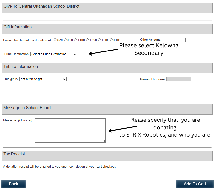 Donation information